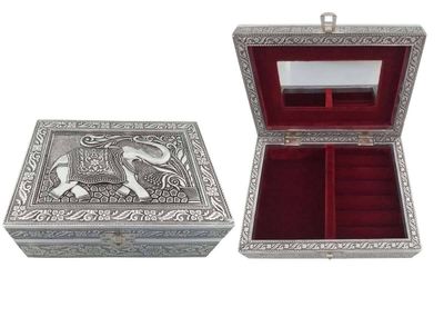 Silver Elephant Design Jewellery Box