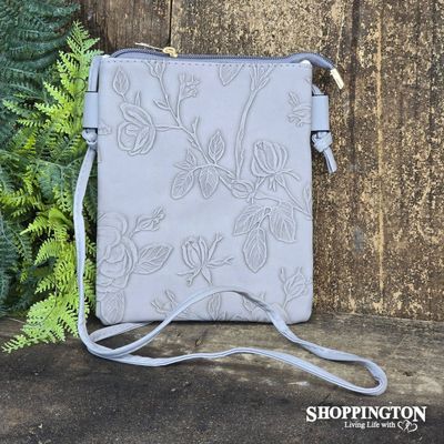 Handbag - Hibiscus Embossed Phone Bag / Grey