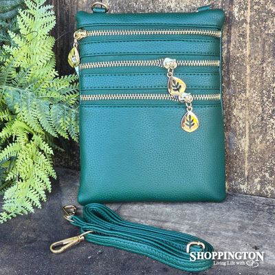 Crossbody Bag - 3 Zip Green