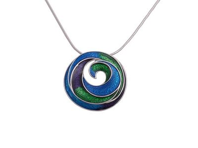 Necklace - Blue / Green Koru Disc