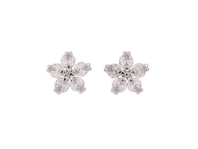 Earrings - Silver Zircon Flower