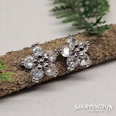 Earrings - Silver Zircon Flower