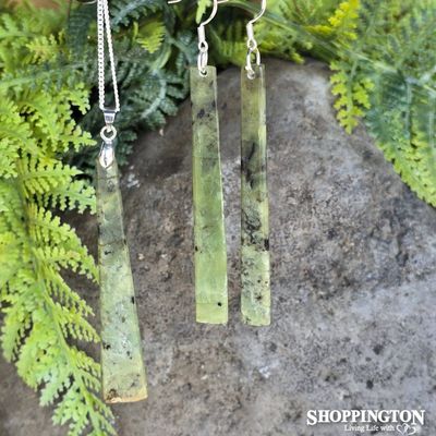 Pounamu - Hapopo Earrings &amp; Toki Set - Tahi