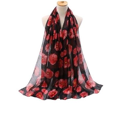 Scarf - Red/Black Poppy Remembrance