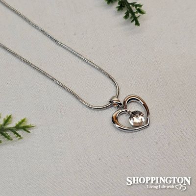 Necklace - Silver Heart Crystal