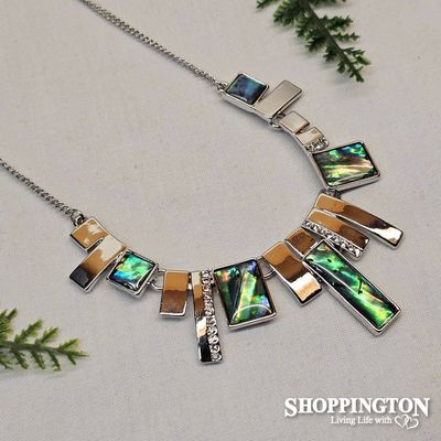 Necklace - Paua Rectangle Fan