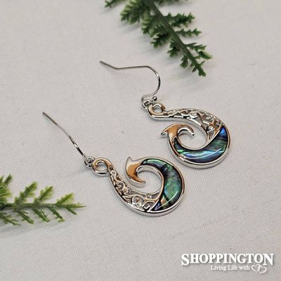 Earrings - Silver Paua Fish Hook