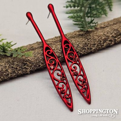 Earrings - Koru Paddle Red