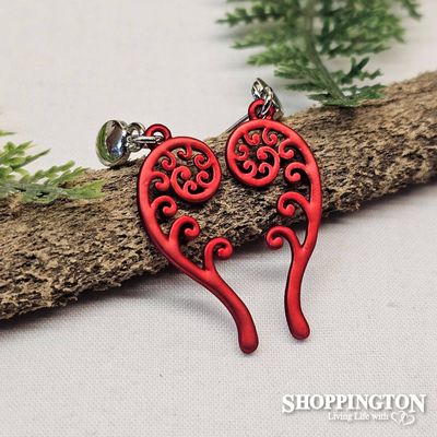 Earrings - Fern Frond Red