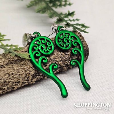 Earrings - Fern Frond Green