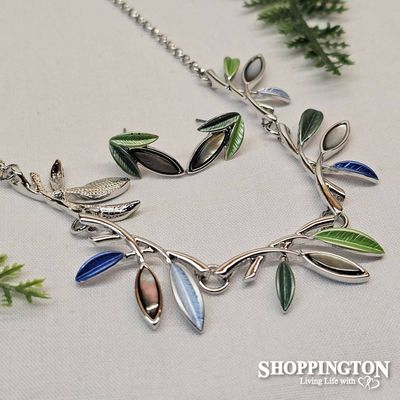 Necklace - MOP Leaves Necklace &amp; Earrings Set