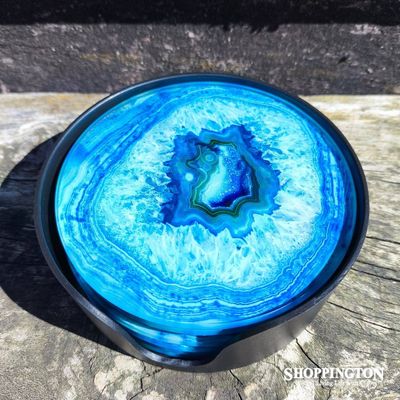 Blue Crystal Glass Coasters