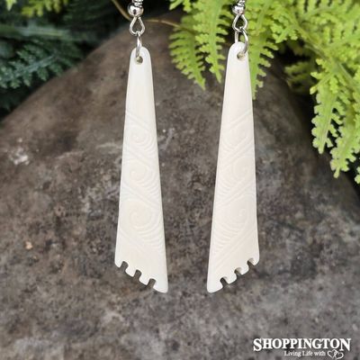 Bone Earrings - Carved Scalene Triangle Small