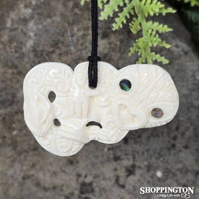 Bone Carving Tiki Pendant