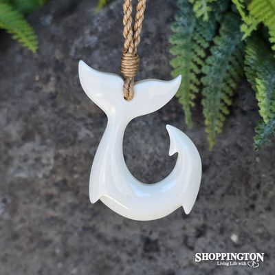 Bone Whale Tail Hook Pendant