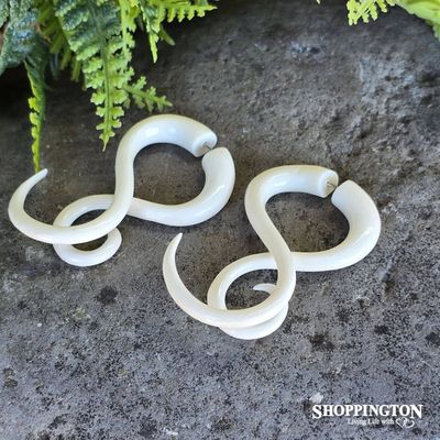 Bone Koru Spiral Earrings