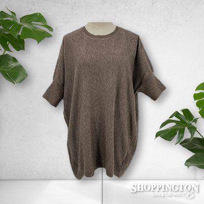 Loose Fit Sleeved Jumper - Brown