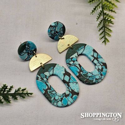 Earrings - Kiki Turquoise Marble