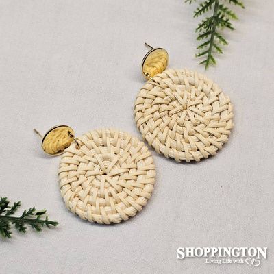 Earrings - KiKi Cream Rattan