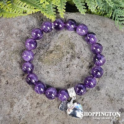 Bracelet - Amethyst with Heart Charm