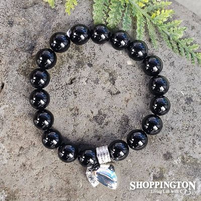 Bracelet - Onyx with Heart Charm