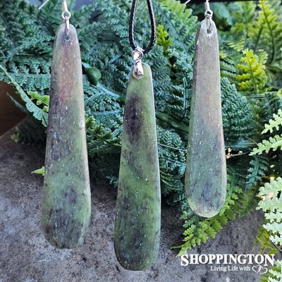 Pounamu - Hapopo Roimata Earrings &amp; Pendant Set