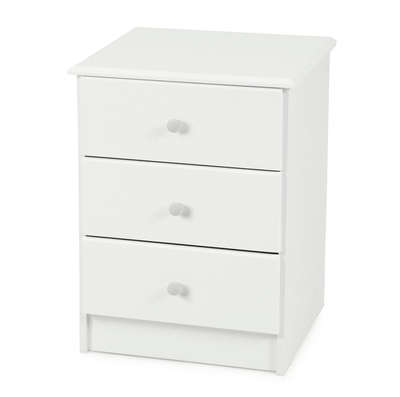 Kingston - White 3 Drawer Bedside