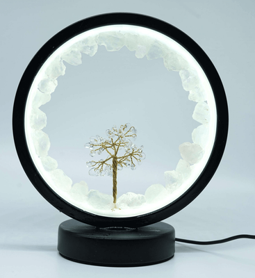 Clear Quartz LED USB Lamp with Gemstone Tree