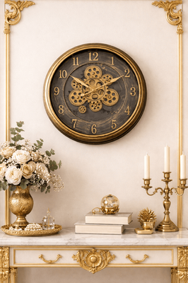 Brushed Gold Gear Clock