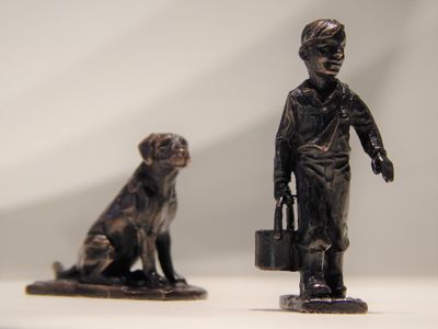 Aaron Brown &#039;Boy and Labrador&#039; bronze sculpture