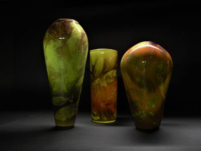 John Penman Photosensitive Glass &#039;Leaves&#039; 3 piece set