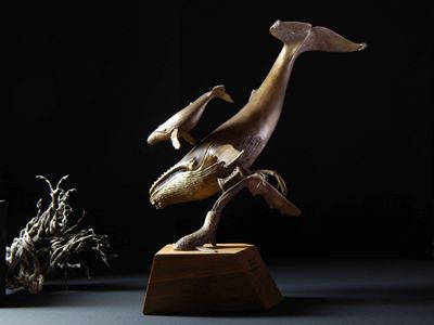 Ken Auton Humpback Mother and Calf bronze sculpture