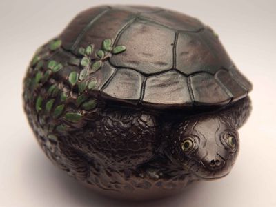 Nora Shayeb &#039;Snake-Necked Turtle&#039; bronze sculpture