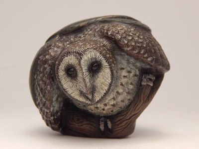 Nora Shayeb &#039;Masked Owl&#039; bronze sculpture