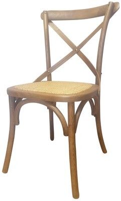 OAK AND RATTAN DINING CHAIR - WOODEN CROSSBACK