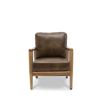 BUCKLE ARMCHAIR - BROWN WITH NATURAL FRAME