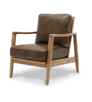 BUCKLE ARMCHAIR - BROWN WITH NATURAL FRAME