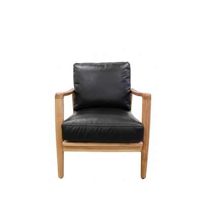 BUCKLE ARMCHAIR - BLACK WITH NATURAL FRAME