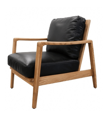 BUCKLE ARMCHAIR - BLACK WITH NATURAL FRAME