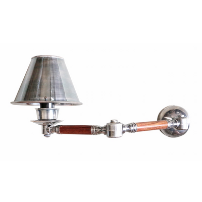 WOOD DETAIL WALL LAMP WITH PEWTER STYLE LAMP SHADE