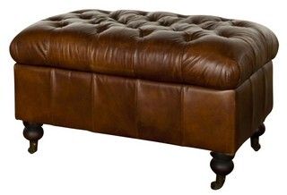 BUTTONED VINTAGE CIGAR OTTOMAN WITH STORAGE