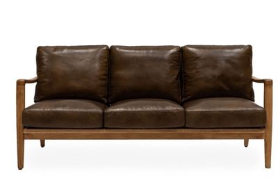 BUCKLE LEATHER SOFA - BROWN