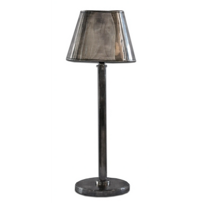 LAMP WITH OVAL SHADE IN PEWTER STYLE FINISH