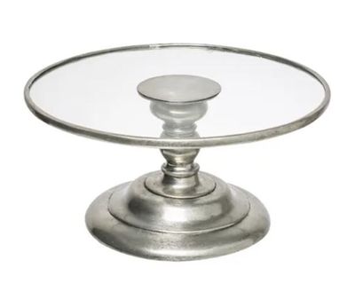 CAKE STAND - GLASS &amp; PEWTER