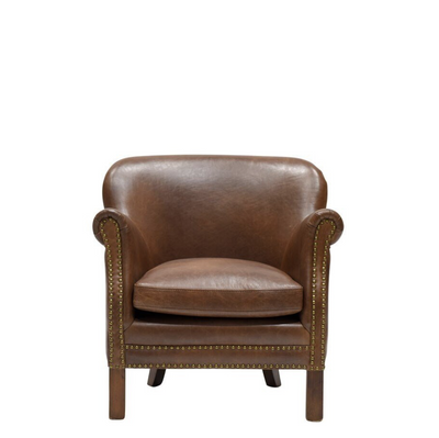 LUCA LEATHER ARMCHAIR - BROWN