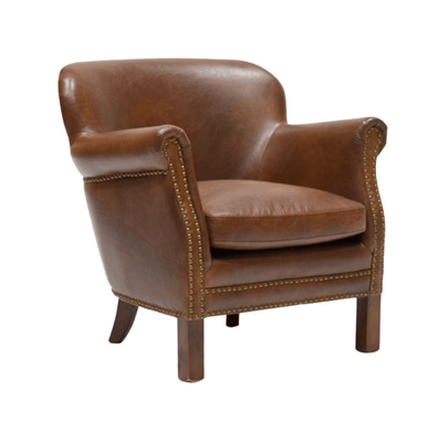 LUCA LEATHER ARMCHAIR - BROWN