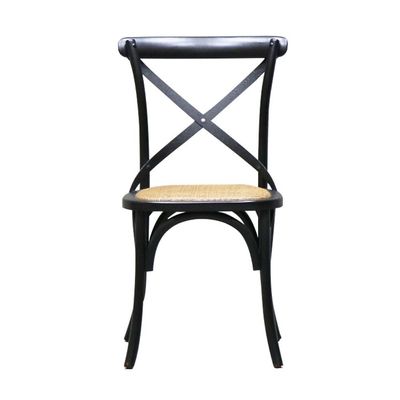 OAK AND RATTAN DINING CHAIR - MATTE BLACK
