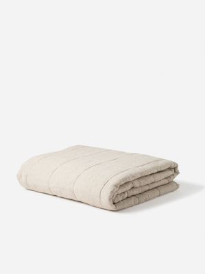CHAMBRAY LINEN QUILTED BLANKET - OATMEAL