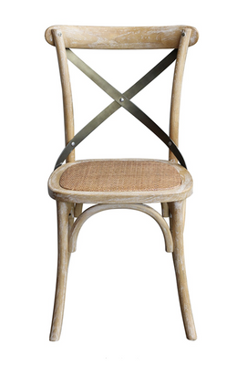 ELM AND RATTAN DINING CHAIR - LIGHT WASH