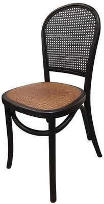 RATTAN BACKED DINING CHAIR - BLACK